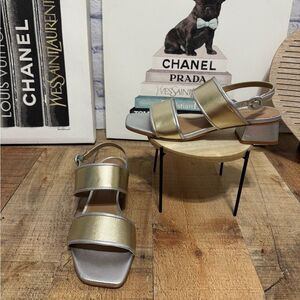 Bernardo Jasper Metallic Leather Slingback Sandals